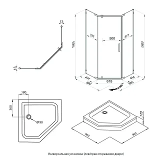 Душевой уголок Triton Дека -Голд Щ0000073923 90x90 см профиль золото стекло прозрачное