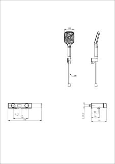 Смеситель для ванны с душем Wonzon & Woghand Shelf WW-B2551-BGG с термостатом тёмный графит