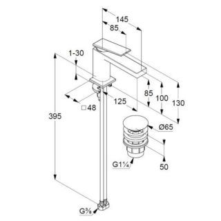 Смеситель для раковины Kludi Decus 542663975 чёрный матовый