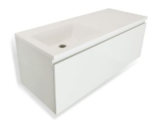 Подвесная тумба под раковину Эстет Dallas Luxe ФР-00002310 Л/П 100см длинный ящик белый