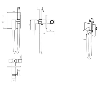 Гигиенический душ со смесителем Boheme Qubic 477-NB никель брашированный