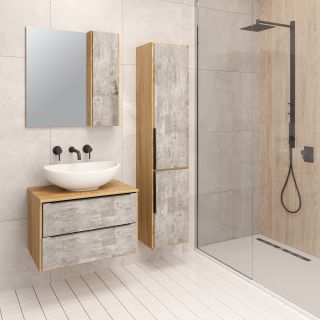 Зеркальный шкаф Runo дуб серый Мальта 70 (00-00001102)