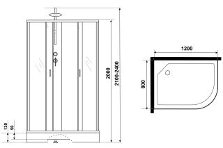 Душевая кабина Niagara NG-3312-14LBKTG с гидромассажем 120x80см серебро/матовое