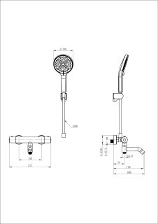 Смеситель для ванны с душем Wonzon & Woghand INN 3 WW-B2065-A1-BGG с термостатом тёмный графит