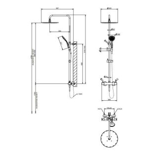 Душевая стойка Gessi Minimalistic Shower 35177.246 с термостатом золото