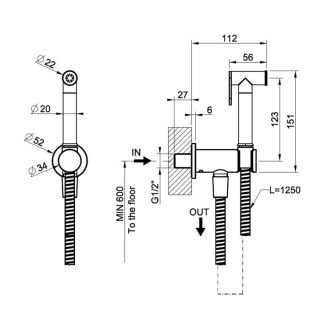 Гигиенический душ Gessi Tondo 14331.726 брашированная бронза