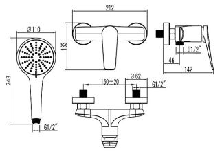 Смеситель для душа Lemark Bronx LM3703BL чёрный