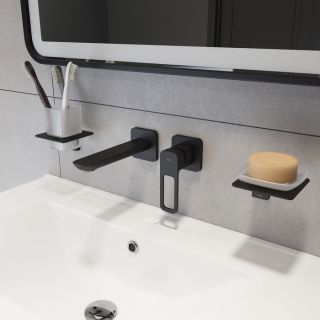 Встраиваемый смеситель для раковины IDDIS Slide SLIBL00i65 чёрный матовый