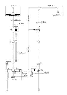 Душевая стойка Wonzon & Woghand WW-B3310-MB с термостатом чёрный матовый