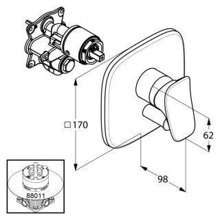 Встраиваемый смеситель для ванны и душа Kludi Ambienta хром 536500575