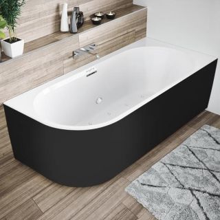 Акриловая ванна Riho Desire Corner Velvet Sparkle System B088003220 L 184x84см  с аэромассажем чёрный матовый/белый матовый