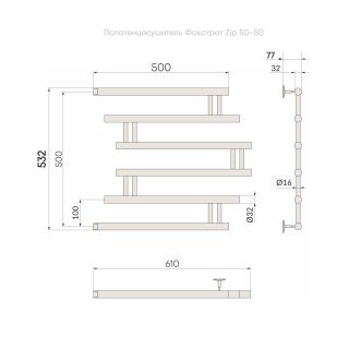 Полотенцесушитель водяной Indigo Zip FZW50-50GDK3 50x50 см золото