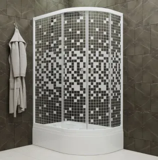 Душевой уголок Triton Коралл Щ0000038528 левый 120x80 см профиль белый стекло мозаика