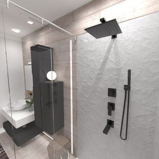 Встраиваемый дивертор Paini Dax 84PZ471 на три выхода чёрный матовый