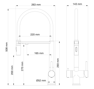 Смеситель для кухни Wonzon & Woghand WW-88458009-BGM с гибким изливом и подключением фильтра тёмный графит