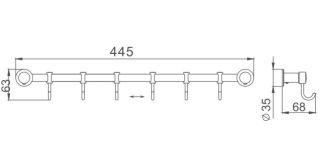 Планка с крючками для полотенец Haiba HB205-6 хром