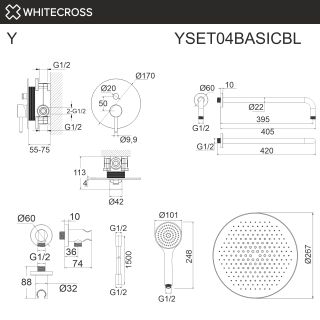 Душевой комплект WHITECROSS  YSET04BASICBL черный