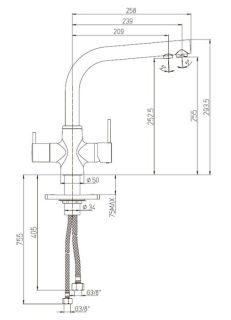 Смеситель для кухни Paini Arena 92446433VE7B90DALMKM с подводом для фильтра чёрный