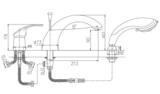 Смеситель на борт ванны Haiba HB1121 хром