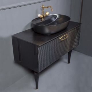 Тумба под раковину Armadi Art Vallessi Avangarde Linea 80см чёрный/золото 842-080-BG