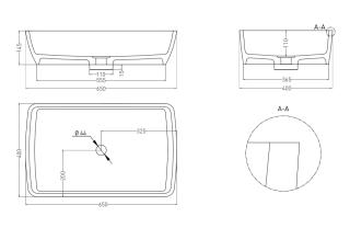 Накладная раковина Salini Gloria 11 S-Stone 1102212MRH 65см RAL снаружи