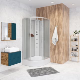 Душевая кабина Niagara NG-33974-14RBKTG с гидромассажем 90x70см серебро/матовое