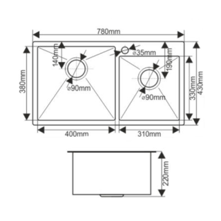 Мойка S7843HG Melana ProfLine 3,0/220 золото