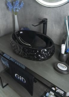 Раковина Gid 9030bf 52232 накладная черная глянцевая 48x34x15