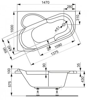 Акриловая ванна VagnerPlast Selena VPBA141SEL3PE-04 правая 147x100см белый
