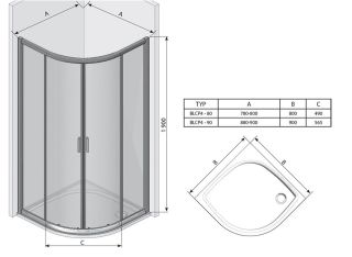 Душевой уголок Ravak Blix BLCP4-90 3B270C00ZG блестящий грейп
