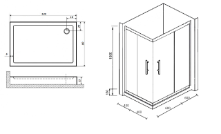 Душевой уголок Parly ZQ121G с поддоном 120x80см хром
