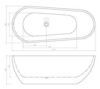 Акриловая ванна Cerutti SPA Mimi 170 CT9671 со сливом-переливом белый