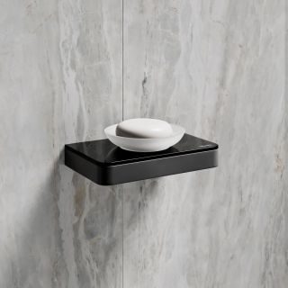 Мыльница Lemark Glass Line 9742039 с держателем чёрный матовый/чёрное стекло