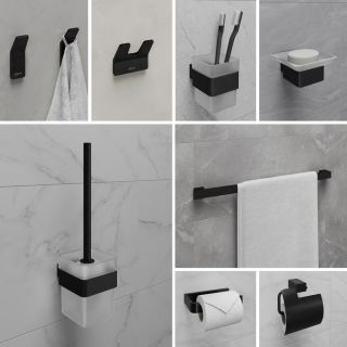 Ёршик для унитаза Lemark Smooth Line 9762020 с держателем чёрный матовый