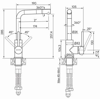 Смеситель для кухни Paulmark Honner Ho212018-401TB антрацит
