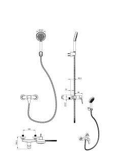 Смеситель для душа с гарнитуром Wonzon & Woghand Alfa WW-AE3102-MB чёрный матовый
