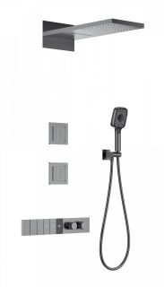 Душевой комплект Wonzon & Woghand WW-D4538-A-BGG с термостатом тёмный графит