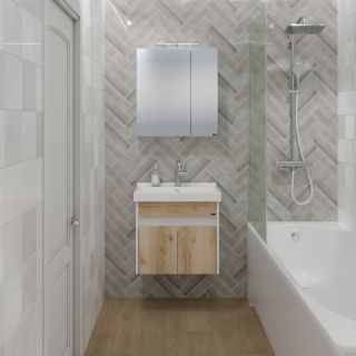 Подвесная тумба под раковину Санта Мира 700477 60 см дуб австрийский/белый