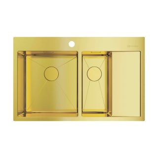 Мойка кухонная Omoikiri Akisame 78-2-LG-L нерж.сталь/светлое золото