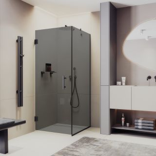 Душевой уголок MaybahGlass MGY-1308-6 90x90см чёрный/графит