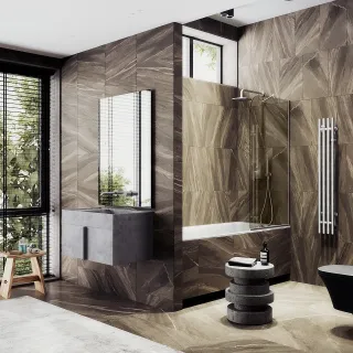 Шторка на ванну MaybahGlass MGV-147-5у 64см хром матовый