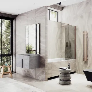 Шторка на ванну MaybahGlass MGV-611-2 60см бронза