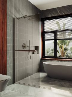 Душевая перегородка MaybahGlass MGD-727-2ш 79см бронза