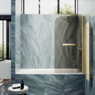 Шторка на ванну MaybahGlass MGV-790-3 80см золото