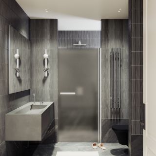 Душевая дверь MaybahGlass MGD-455-5 80см хром матовый/бронза матовая