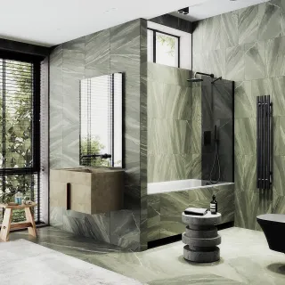 Шторка на ванну MaybahGlass MGV-82-6ш 80см чёрный