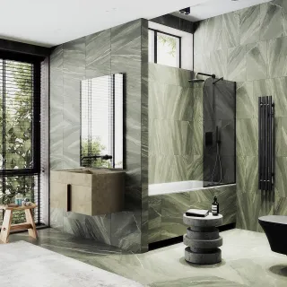 Шторка на ванну MaybahGlass MGV-79-6у 50см чёрный