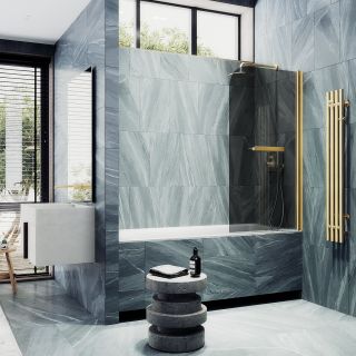 Шторка на ванну MaybahGlass MGV-767-3 40см золото