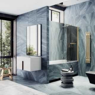 Шторка на ванну MaybahGlass MGV-779-3 60см золото