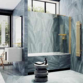 Шторка на ванну MaybahGlass MGV-787-3 70см золото